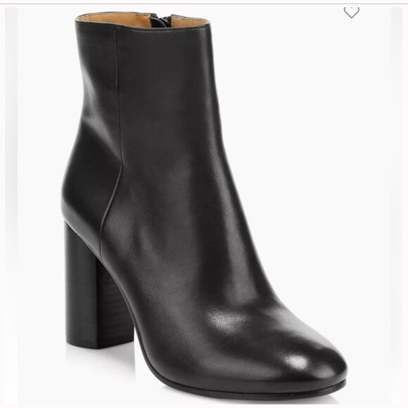 New Joie Lara Leather Ankle Boots Black Heel - Picture 1 of 10